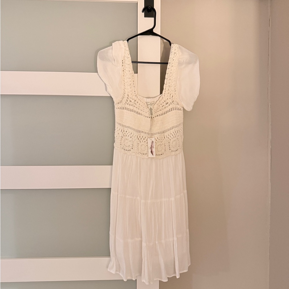Jessica Simpson Cream Crochet Mini Dress